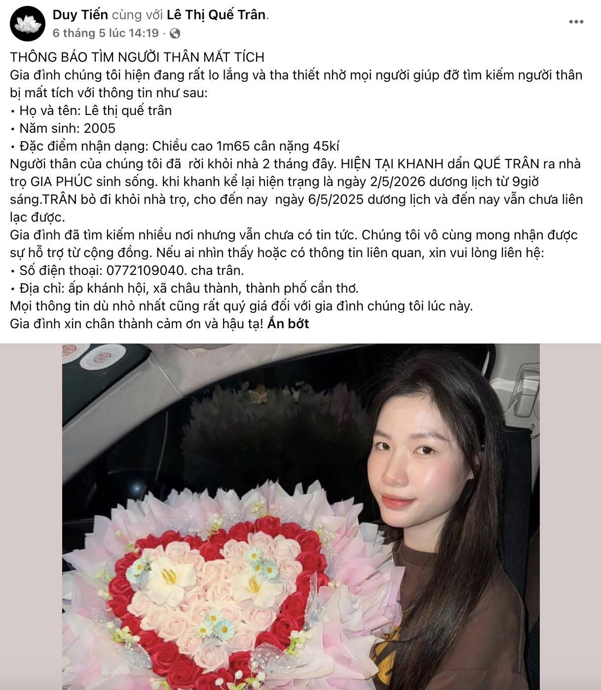 Cô gái mất tích Cần Thơ - News Vi Vu